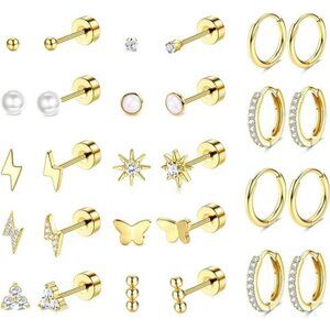 Flat Back Earrings for Women Hypoallergenic - Surgical Steel Stud Hoop